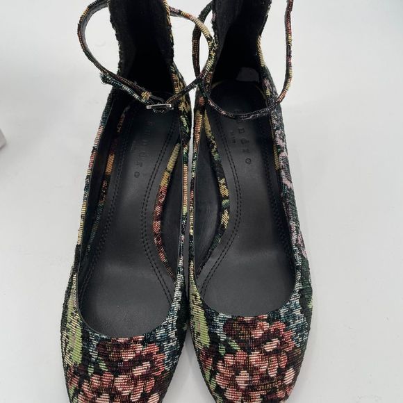 New SANDRO Paris Elise Floral Print Pumps Shoes Size 40 Black with straps - Picture 12 of 12